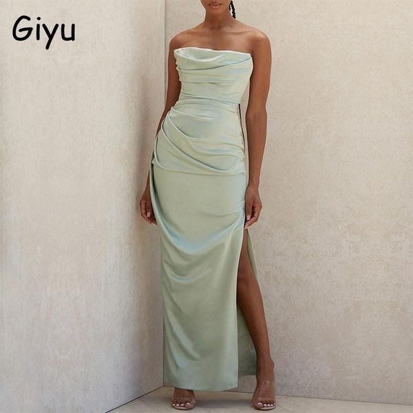 casual dresses giyu club party satin dress women 2021 summer strapless split bodycon long maxi elegant backless ruched vestidos, Black;gray
casual dresses giyu club party satin dress women 2021 summer strapless split bodycon long maxi elegant backless ruched vestidos, Black;gray