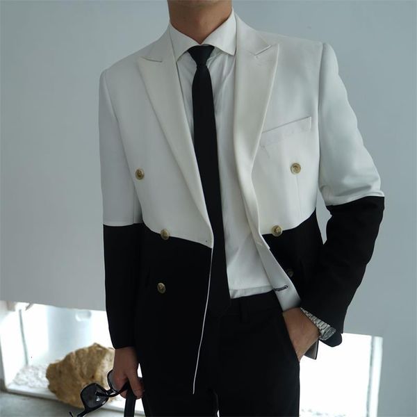men's suits & blazers most recent amendment color contrast suit homme wedding two pcs male s tuxedo groom fine blazer -pants fpr9, White;black
men's suits & blazers most recent amendment color contrast suit homme wedding two pcs male s tuxedo groom fine blazer -pants fpr9, White;black