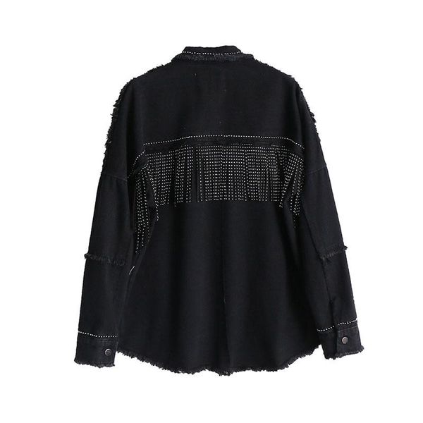 women's jackets fringe beaded jacket women 2021 stylish long sleeve lapel autumn denim coat drilling edge casual street female, Black;brown
women's jackets fringe beaded jacket women 2021 stylish long sleeve lapel autumn denim coat drilling edge casual street female, Black;brown