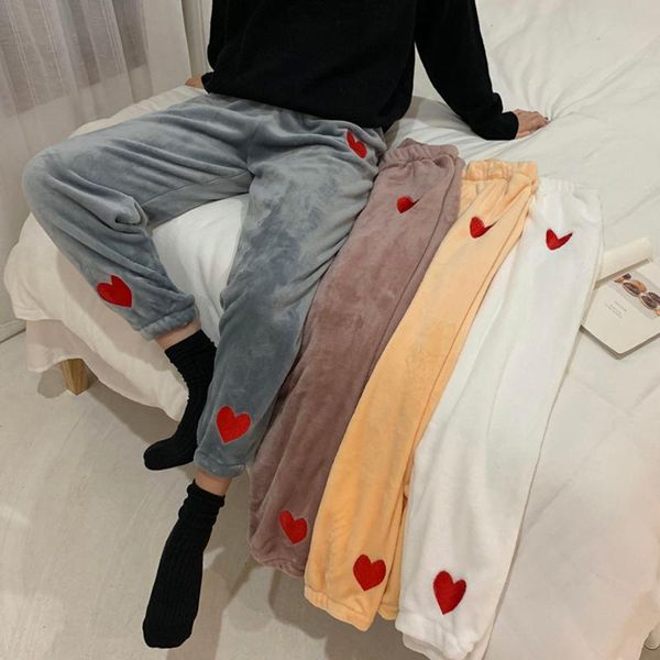 women's pants & capris winter women warm red heart embroidery cute furry kawaii four colors trouser, Black;white
women's pants & capris winter women warm red heart embroidery cute furry kawaii four colors trouser, Black;white