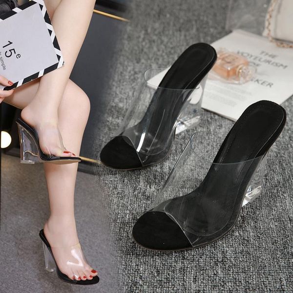 slippers fashion women summer transparent sandals high heels peep toe wedge cool pantoufle femme sandales, Black
slippers fashion women summer transparent sandals high heels peep toe wedge cool pantoufle femme sandales, Black