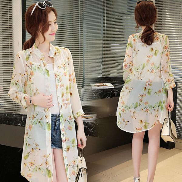 women's blouses & shirts women summer long shirt 3/4 sleeve casual loose chiffon cardigan blouse sunscreen clothing, White
women's blouses & shirts women summer long shirt 3/4 sleeve casual loose chiffon cardigan blouse sunscreen clothing, White