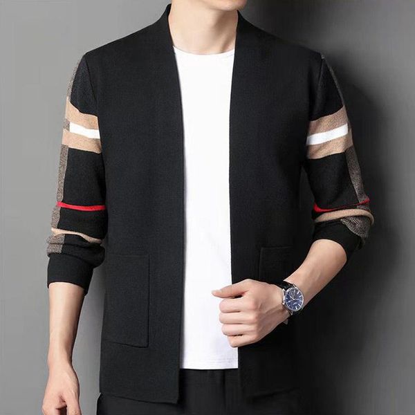 men's sweaters 2021 autumn version increased sweater casual korean striped fashion knitted cardigan jacket long-sleeved shirt, White;black
men's sweaters 2021 autumn version increased sweater casual korean striped fashion knitted cardigan jacket long-sleeved shirt, White;black