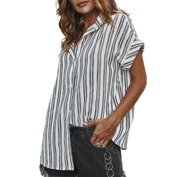 women's blouses & shirts fashion women ladies summer clothes short sleeve striped loose casual blouse, White
women's blouses & shirts fashion women ladies summer clothes short sleeve striped loose casual blouse, White