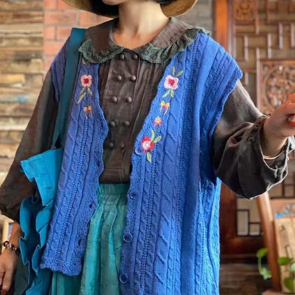 women's knits & tees johnature vintage 2021 embroidery autumn v-neck women sweater cardigan vests loose female retro casual knitted swe, White
women's knits & tees johnature vintage 2021 embroidery autumn v-neck women sweater cardigan vests loose female retro casual knitted swe, White