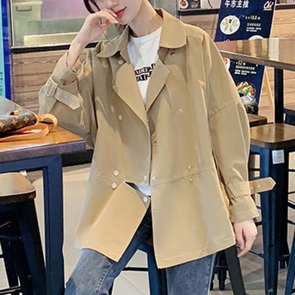 women's trench coats 2021 women coat spring clothing fall mid-length korean style all-match loose, Tan;black
women's trench coats 2021 women coat spring clothing fall mid-length korean style all-match loose, Tan;black