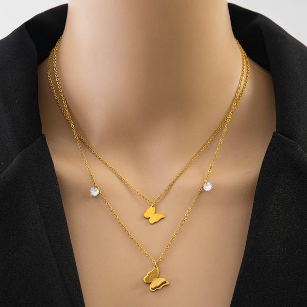 chains 316l stainless steel 2 layer butterfly zircon charms chain choker necklace for women fashion fine jewelry birthday party gift, Silver
chains 316l stainless steel 2 layer butterfly zircon charms chain choker necklace for women fashion fine jewelry birthday party gift, Silver