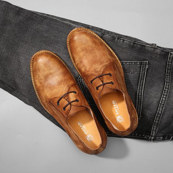 mens casual shoes british genuine cow leather men shoes footwear lace up round toe outdoor classic old style soft shoes men e81, Black
mens casual shoes british genuine cow leather men shoes footwear lace up round toe outdoor classic old style soft shoes men e81, Black