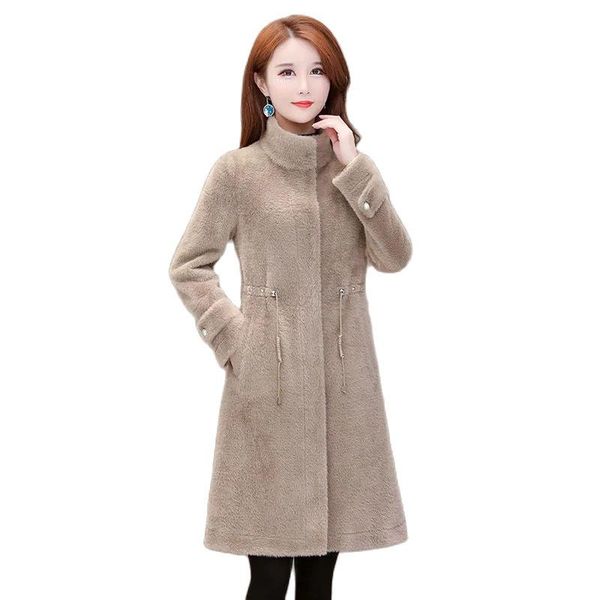 women's wool & blends autumn winter jacket women 2021 imitation mink cashmere coat woolen outerwear ladies overcoat, Black
women's wool & blends autumn winter jacket women 2021 imitation mink cashmere coat woolen outerwear ladies overcoat, Black