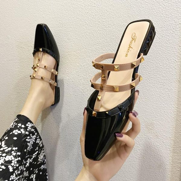 women's shoes2021new rivet baotou women's sandals fashion outer wear non-slip semi-trail net red simple low-heeled shoes, Black
women's shoes2021new rivet baotou women's sandals fashion outer wear non-slip semi-trail net red simple low-heeled shoes, Black