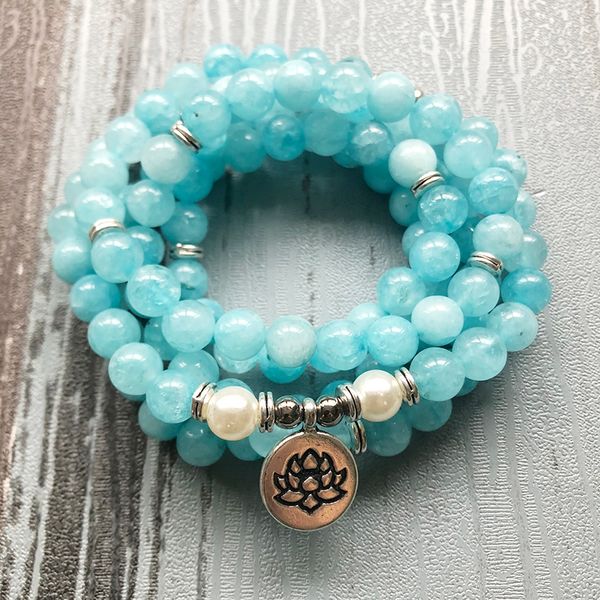 108 blue stone mala bracelet or necklace lotus yoga jewelry healing stone multi-wraps om boho jewelry for unisex, Black
108 blue stone mala bracelet or necklace lotus yoga jewelry healing stone multi-wraps om boho jewelry for unisex, Black