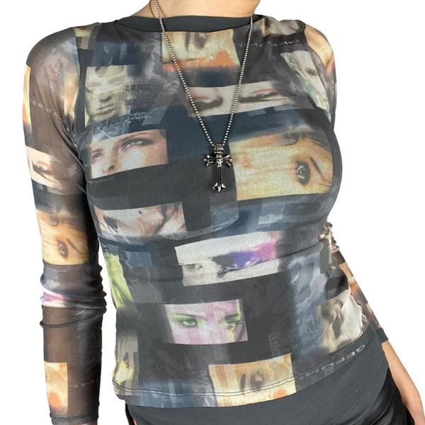 women's t-shirt gothic black pachtwork mesh sheer t-shirtgraphic 90s vintage women long sleeve slim fit crop harajuku streetwear graphi, White
women's t-shirt gothic black pachtwork mesh sheer t-shirtgraphic 90s vintage women long sleeve slim fit crop harajuku streetwear graphi, White