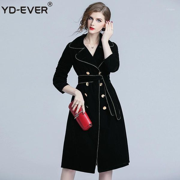 women's trench coats yd-ever autumn winter black velvet coat women notched collar gold double-breasted with belt thick warm outwear, Tan;black
women's trench coats yd-ever autumn winter black velvet coat women notched collar gold double-breasted with belt thick warm outwear, Tan;black