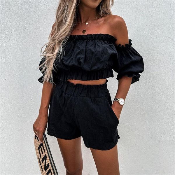 shorts two piece set women tracksuits casual solid lantern sleeve off the shoulder t shirt sportswear tracksuit suit for, Gray
shorts two piece set women tracksuits casual solid lantern sleeve off the shoulder t shirt sportswear tracksuit suit for, Gray