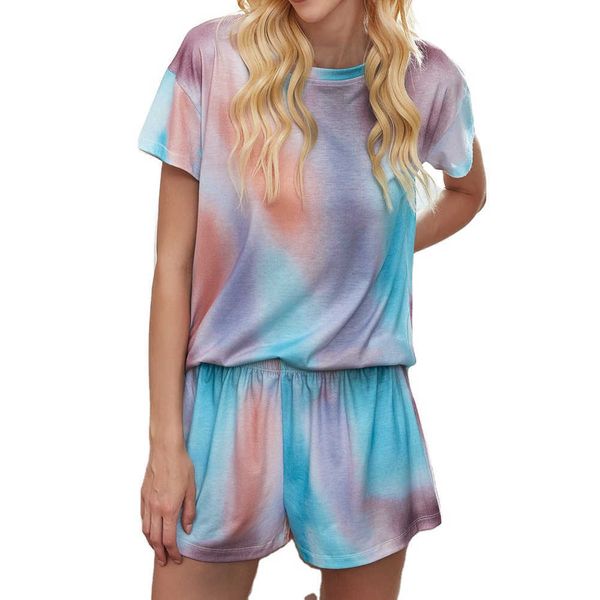 women sets tie-dye gradient pajamas short-sleeved suit for home colorful casual o-neck sportsuit for summer women clothing 210712, Gray
women sets tie-dye gradient pajamas short-sleeved suit for home colorful casual o-neck sportsuit for summer women clothing 210712, Gray