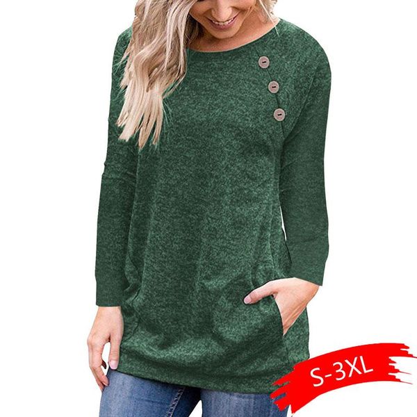 women's hoodies & sweatshirts basic pullover winter autumn women shirts o-neck long sleeve casual buttons pockets bottoming tee shirt p, Black
women's hoodies & sweatshirts basic pullover winter autumn women shirts o-neck long sleeve casual buttons pockets bottoming tee shirt p, Black