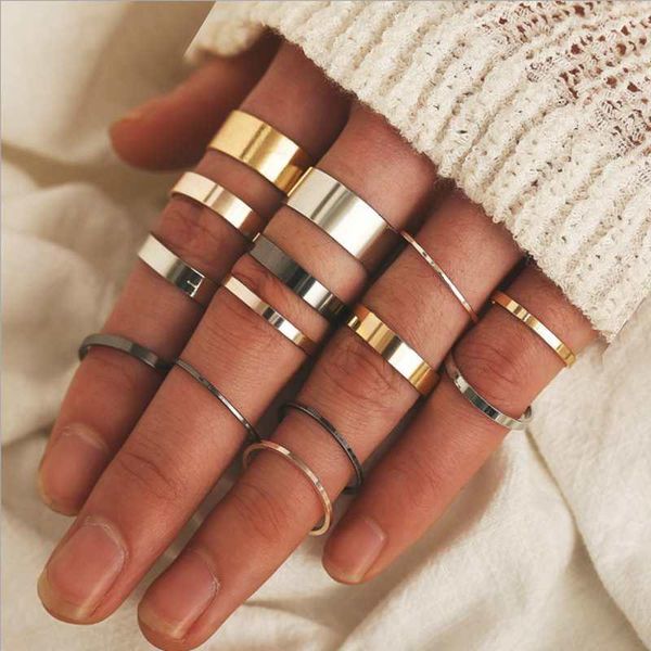 cluster rings 14 pieces / punk creative fashion three-color thicken ring midi set ms. simple joint female jewelry, Golden;silver
cluster rings 14 pieces / punk creative fashion three-color thicken ring midi set ms. simple joint female jewelry, Golden;silver