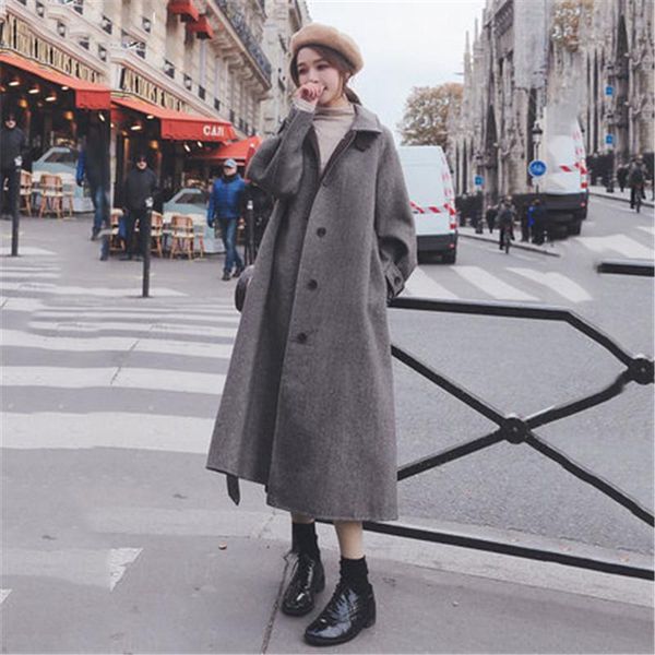 women's wool & blends 2021 autumn winter jackets for women long woolen coats fashion sleeve with belt overcoats coat female xa349, Black
women's wool & blends 2021 autumn winter jackets for women long woolen coats fashion sleeve with belt overcoats coat female xa349, Black