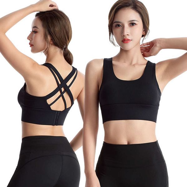 2021fashion large cross back bra shockproof gathered fitness yoga sports underwear without steel ring, Gray
2021fashion large cross back bra shockproof gathered fitness yoga sports underwear without steel ring, Gray