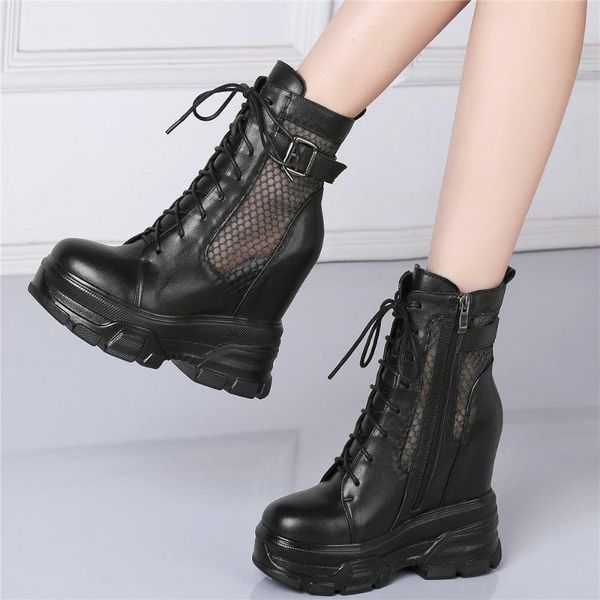 high casual shoes women genuine leather wedges high heel motorcycle boots female lace up summer round toe fashion sneakers, Black
high casual shoes women genuine leather wedges high heel motorcycle boots female lace up summer round toe fashion sneakers, Black