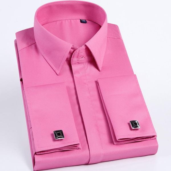 men's dress shirts quality pink men french cufflinks shirt long sleeve casual male brand slim fit cuff, White;black
men's dress shirts quality pink men french cufflinks shirt long sleeve casual male brand slim fit cuff, White;black