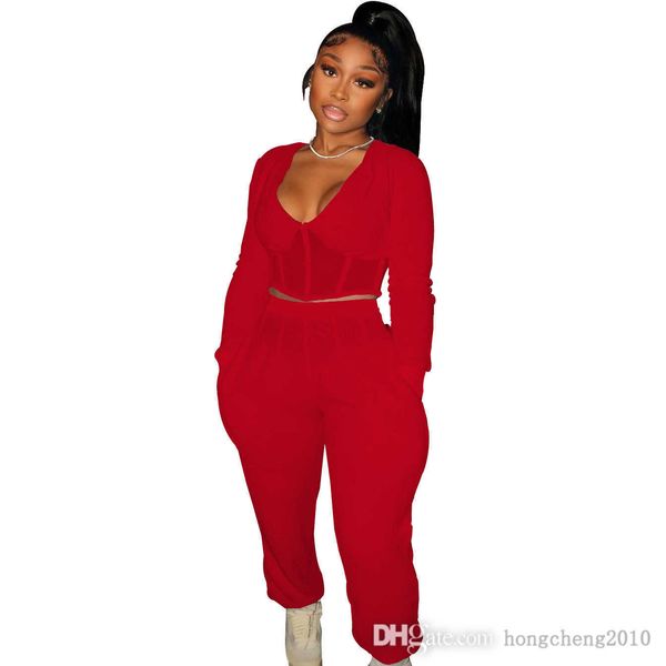 women tracksuits fashion solid color long sleeve v-neck mesh splicing pullover sweatpants 2 piece outfits loose breathable plus size, Gray
women tracksuits fashion solid color long sleeve v-neck mesh splicing pullover sweatpants 2 piece outfits loose breathable plus size, Gray