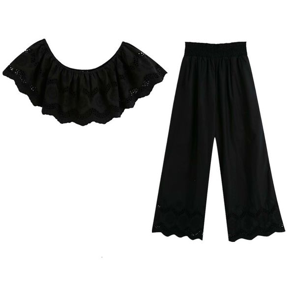 set of two women's color pieces word short collar + high elastic waist hollow pants 2 female ensemble gyjd, White
set of two women's color pieces word short collar + high elastic waist hollow pants 2 female ensemble gyjd, White