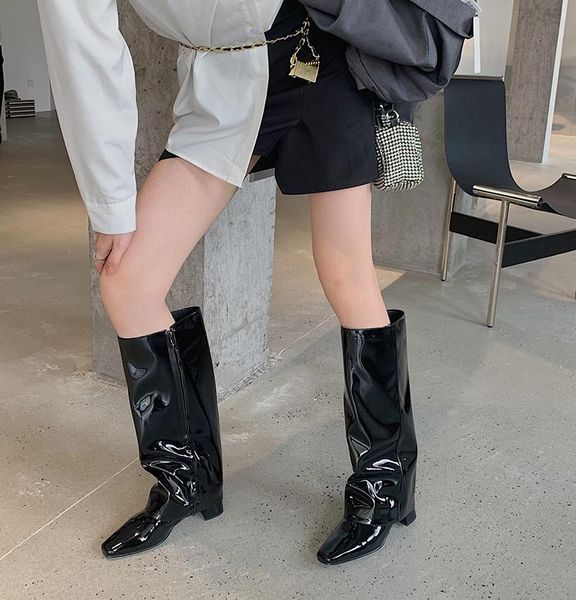 boots fashion women knee patent leather round toe black red green knight booties side zipper thick high heels party pump
boots fashion women knee patent leather round toe black red green knight booties side zipper thick high heels party pump