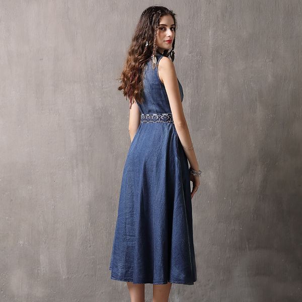 women denim sleeveless waist embroidered summer retro unique elegant dress party ta82093 k042, Black;gray
women denim sleeveless waist embroidered summer retro unique elegant dress party ta82093 k042, Black;gray