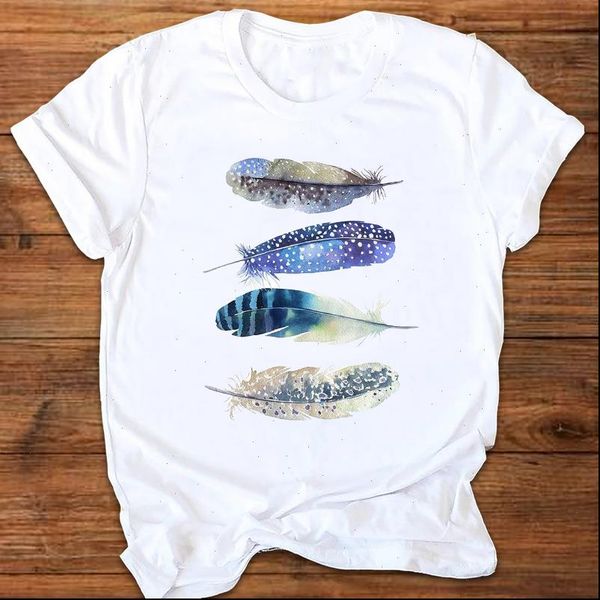 women graphic watercolor feather short sleeve 90s ladies printing print clothes lady tees female t shirt womens t shirt, White
women graphic watercolor feather short sleeve 90s ladies printing print clothes lady tees female t shirt womens t shirt, White