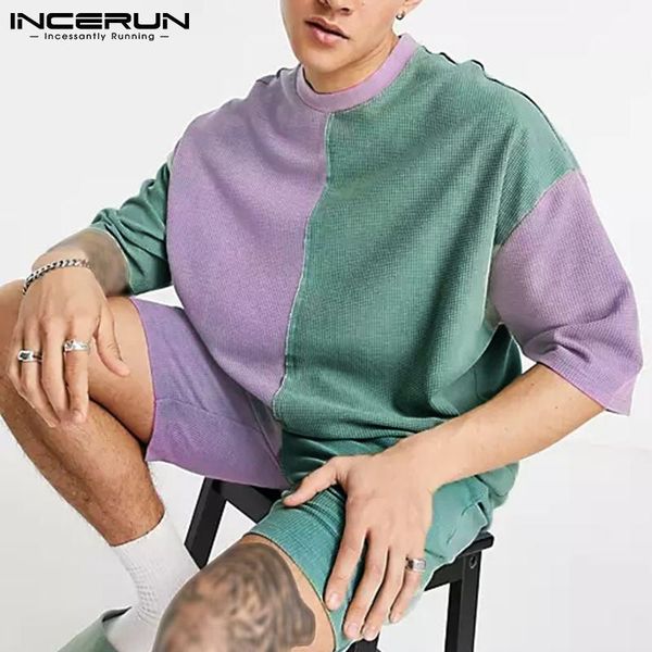 men's tracksuits incerun summer men sets patchwork color-block 2021 o neck short sleeve t shirt & shorts two pieces streetwear casual s, Gray
men's tracksuits incerun summer men sets patchwork color-block 2021 o neck short sleeve t shirt & shorts two pieces streetwear casual s, Gray