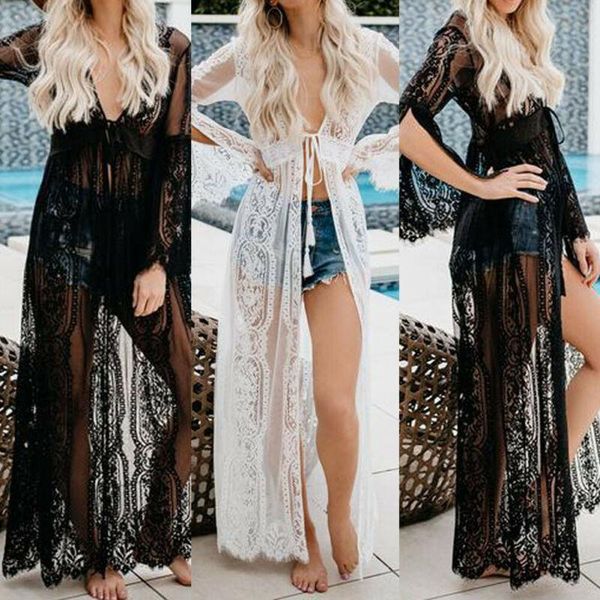 women's swimwear 2021 style womens beach bikini cover up long lace summer crochet maxi dress, White;black
women's swimwear 2021 style womens beach bikini cover up long lace summer crochet maxi dress, White;black
