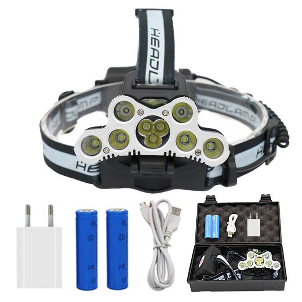 9 led rechargeable headlamp 7x t6 + 2x q5 tactical led headlight head lamp camping fishing light +2x 18650 battery +charger
9 led rechargeable headlamp 7x t6 + 2x q5 tactical led headlight head lamp camping fishing light +2x 18650 battery +charger