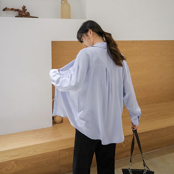 2021 new autumn blue long sleeve blouse women loose button up collar shirt casual korean fashion clothing fall ddwl, White
2021 new autumn blue long sleeve blouse women loose button up collar shirt casual korean fashion clothing fall ddwl, White