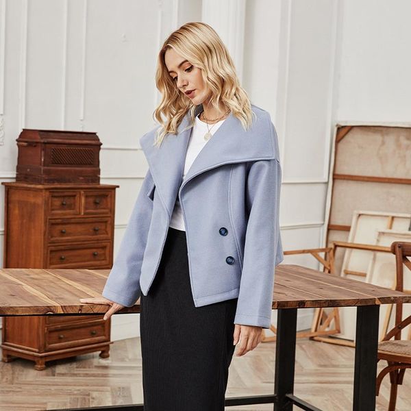 women's jackets light blue woolen coats and women full sleeve turn-down collar button up with pockets ladies autumn winter outwears, Black;brown
women's jackets light blue woolen coats and women full sleeve turn-down collar button up with pockets ladies autumn winter outwears, Black;brown