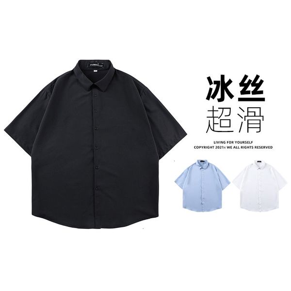 men's casual shirts summer short sleeve fashion black blue white men streetwear loose dress mens clothing s-2xl x0vv, White;black
men's casual shirts summer short sleeve fashion black blue white men streetwear loose dress mens clothing s-2xl x0vv, White;black