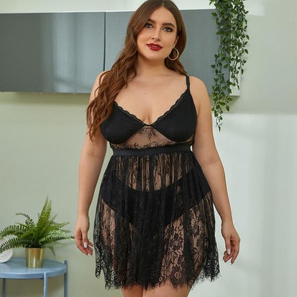 women's sleepwear plus size xl-4xl lingerie nightwear ladies home clothes erotic black see-through lace dress with panties, Black;red
women's sleepwear plus size xl-4xl lingerie nightwear ladies home clothes erotic black see-through lace dress with panties, Black;red