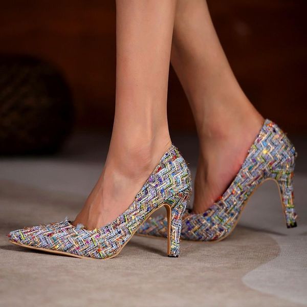 dress shoes women's stiletto pointed high heels woven wool ladies wedding bride pumps, Black
dress shoes women's stiletto pointed high heels woven wool ladies wedding bride pumps, Black