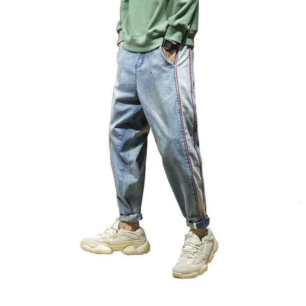 2021 new hip hop harm denim loose rows mens jeans masculine mode pants men's clothes 8s0d, Blue