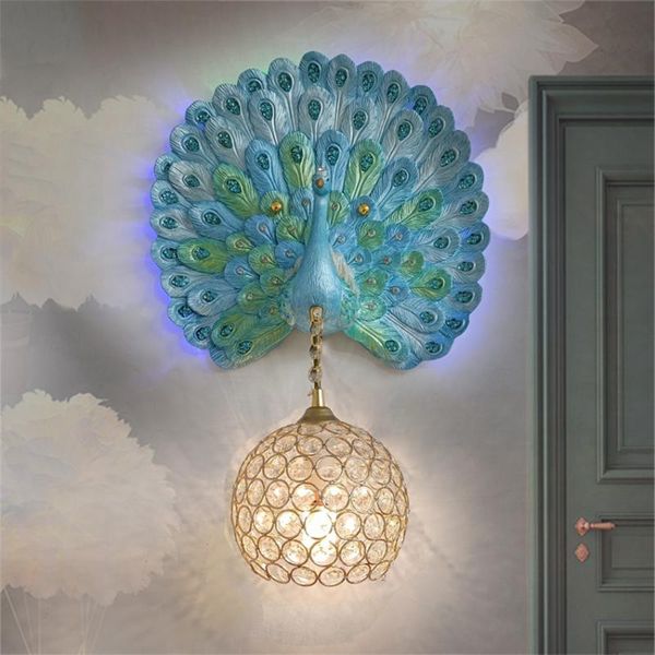 french pastoral peacock wall lamps modern bedroom bedside crystal lamp living room corridor aisle balcony decorative wall lights
french pastoral peacock wall lamps modern bedroom bedside crystal lamp living room corridor aisle balcony decorative wall lights