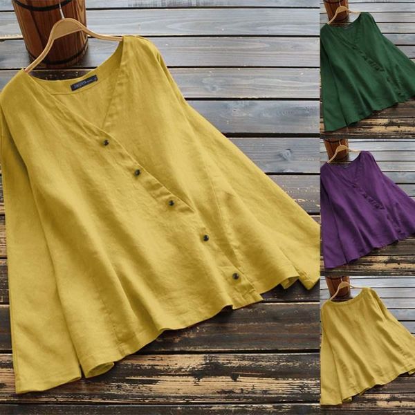 women's blouses & shirts vintage solid spring blouse 2021 zanzea casual long sleeve blusas female v neck button tunic oversized chemise, White
women's blouses & shirts vintage solid spring blouse 2021 zanzea casual long sleeve blusas female v neck button tunic oversized chemise, White