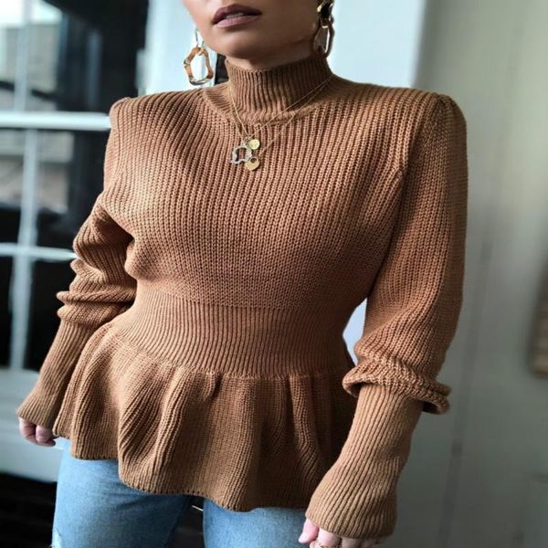 women's sweaters eaglewolf 2021 autumn and winter solid color high neck flared sleeve slim knitted sweater, White;black
women's sweaters eaglewolf 2021 autumn and winter solid color high neck flared sleeve slim knitted sweater, White;black