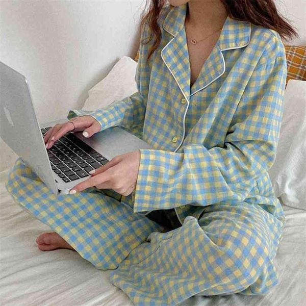 korean purple grid girls pajamas set cute winter long sleeve leisure sleepwear for women loose nightwear homewear suit 210809, Black;red
korean purple grid girls pajamas set cute winter long sleeve leisure sleepwear for women loose nightwear homewear suit 210809, Black;red