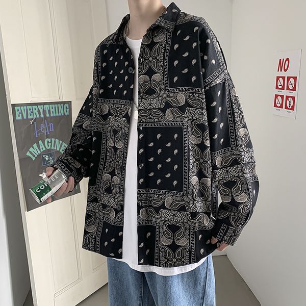 cashew flower men's long sleeve brand couple coat loose dark shirt fashion autumn, Black;brown
cashew flower men's long sleeve brand couple coat loose dark shirt fashion autumn, Black;brown