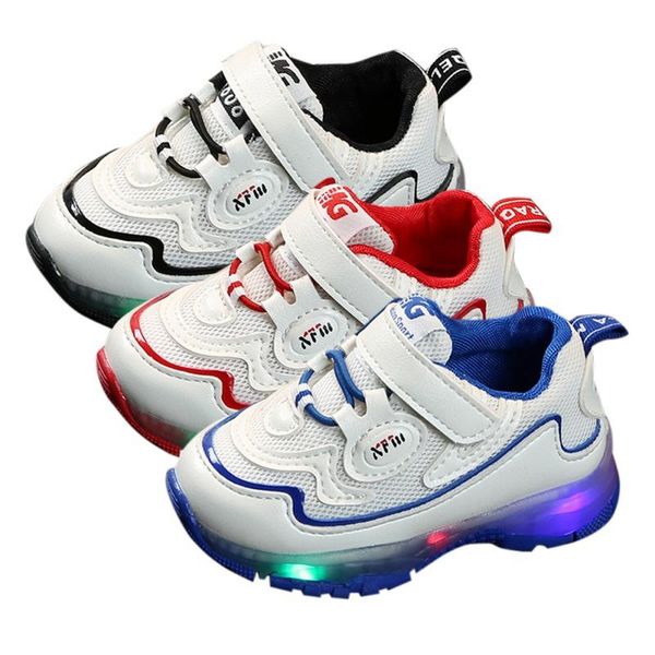 sneakers fashion kids breathable anti-slip led shoes toddler soft soled walkers sport running flashing light, Black;red 
sneakers fashion kids breathable anti-slip led shoes toddler soft soled walkers sport running flashing light, Black;red