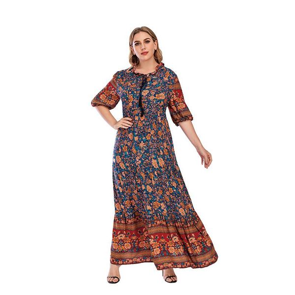 party dresses xl to 4xl plus size dress high waist long maxi for women half sleeve floral print elegant casual vestido t93035, White;black
party dresses xl to 4xl plus size dress high waist long maxi for women half sleeve floral print elegant casual vestido t93035, White;black
