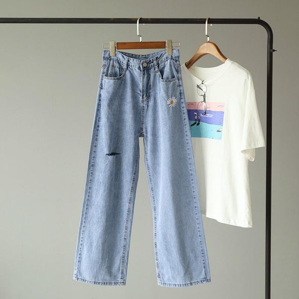 women's jeans dm001 early summer korean version of wear thin chrysanthemum embroidery holes high-waisted straight, Blue
women's jeans dm001 early summer korean version of wear thin chrysanthemum embroidery holes high-waisted straight, Blue