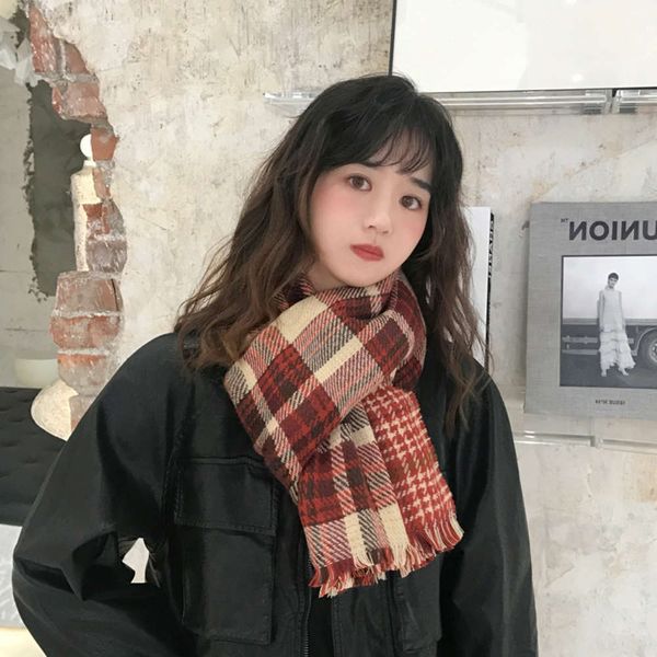 the same double-sided plaid scarf for women in 2019, Blue;black