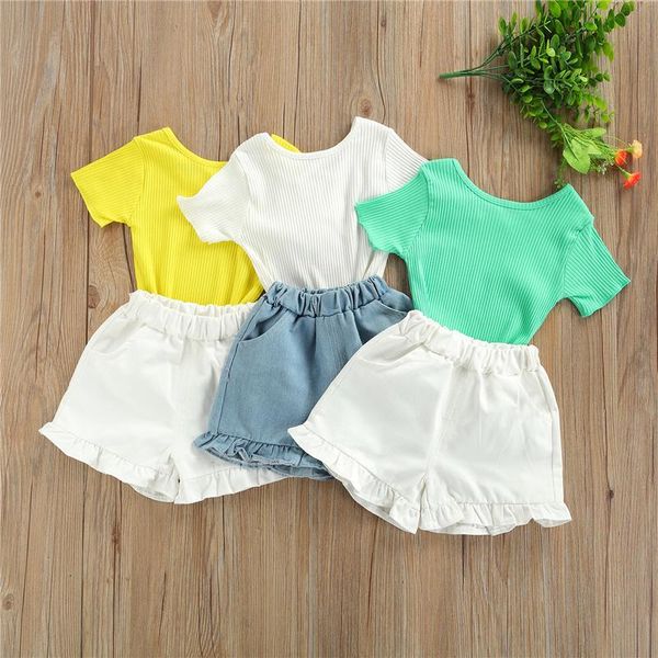 clothing sets 2pcs summer baby girls clothes set,2-6years children breathable solid color o-neck short sleeve ribbed +ruffled shorts, White
clothing sets 2pcs summer baby girls clothes set,2-6years children breathable solid color o-neck short sleeve ribbed +ruffled shorts, White