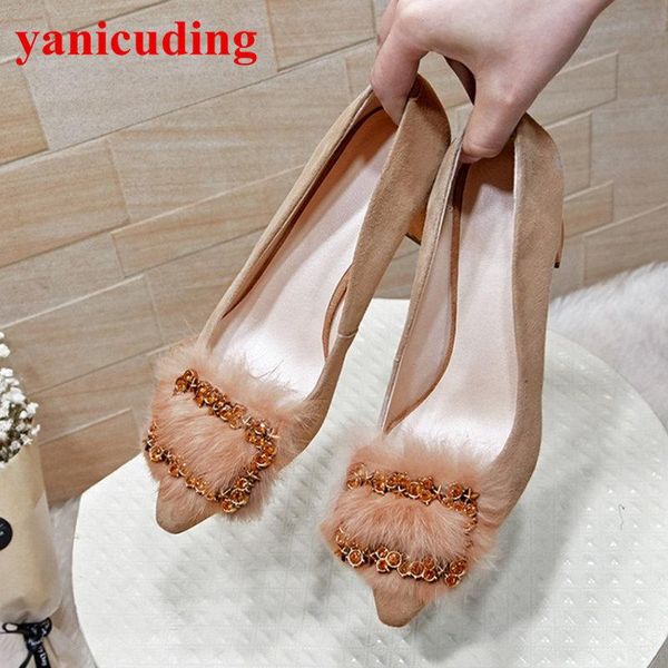 dress shoes pointed toe high heel women pumps crystal embellished buckle decor zapatos mujer fur low brand super star runway, Black
dress shoes pointed toe high heel women pumps crystal embellished buckle decor zapatos mujer fur low brand super star runway, Black